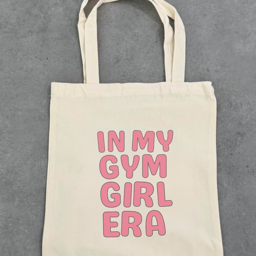 Stylish Cream Tote with Pink Graphic